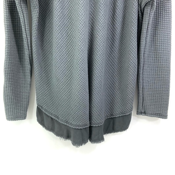 XCVI Long Sleeve V-Neck Top Dark Grey Textured E23 - Picture 7 of 9